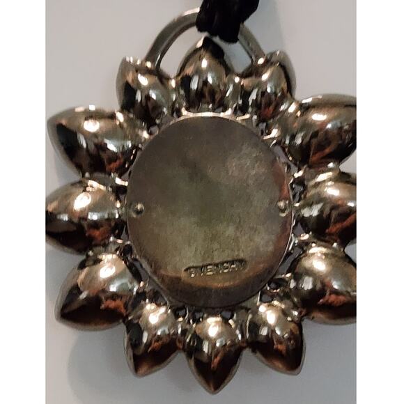 Givenchy Ruby-Red Rhinestone Flower Pendant Necklace, Vintage, Large - Picture 5 of 5